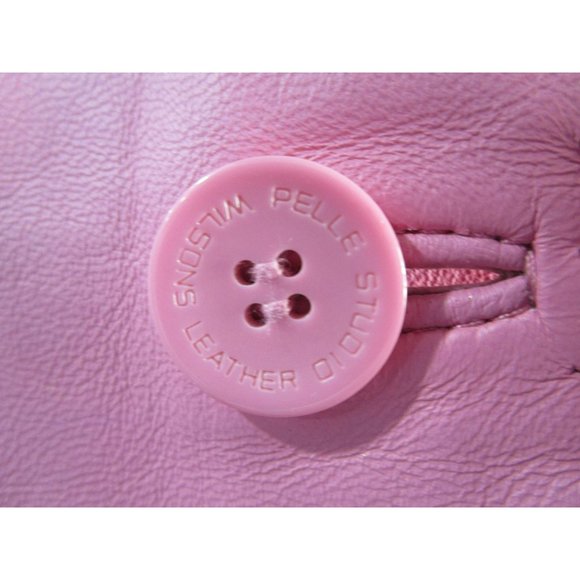 Pink Leather Two Button Lapel Flower Accent Jacket Bl;azer Wilson Ladies Large E - Picture 13 of 16